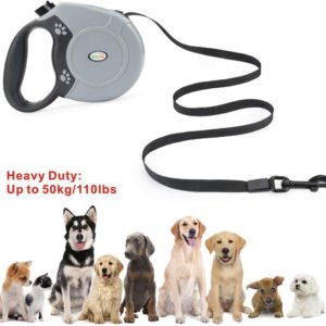 Heavy Duty Retractable Dog Leash - Anti-Chewing Steel Chain 360 Degree Tangle-Free